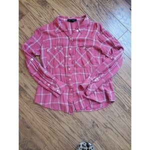 Sanctuary Pink Plaid Boyfriend Flannel